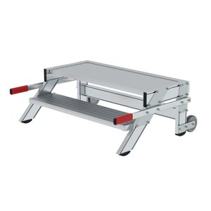 Günzburger Steigtechnik Arbeitspodest fahrbar, Stufenbreite 1000 mm, Aluminium geriffelt