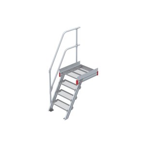 Euroline Podesttreppe 60 Grad, 600 mm Stufenbreite 1 Treppen-/Podestgeländer, Stufenausführung Stahl - Gitterrost
