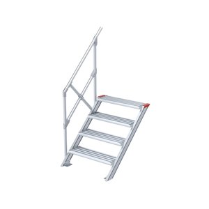 Euroline Treppe 45 Grad, 800 mm Stufenbreite, 1 Handlauf,  Stufenausführung Alu – gerieft