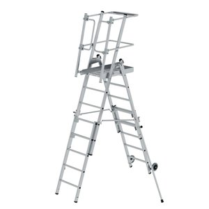 Günzburger Steigtechnik Plattformleiter FlexxStep 5 Sprossen mit Teleskopaufsatz 3 Sprossen