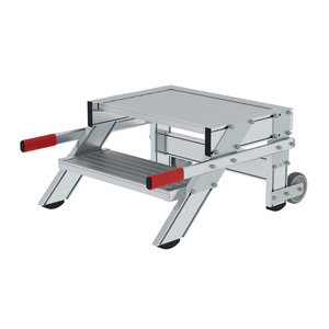 Günzburger Steigtechnik Arbeitspodest fahrbar, Stufenbreite 600 mm, Aluminium geriffelt