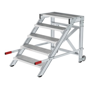 Günzburger Steigtechnik Arbeitspodest fahrbar, Stufenbreite 800 mm, Stahl-Gitterrost