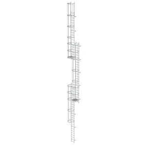 Günzburger Steigtechnik Mehrzügige Steigleiter mit Rückenschutz (Notleiter) Aluminium eloxiert