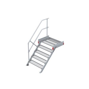 Euroline Podesttreppe 45 Grad, 1000 mm Stufenbreite 1 Treppen-/Podestgeländer, Stufenausführung Stahl - Gitterrost