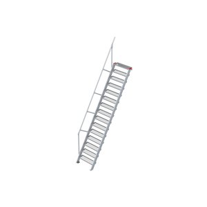 Euroline Treppe 60 Grad, 800 mm Stufenbreite, 1 Handlauf, Stufenausführung Stahl - Gitterrost