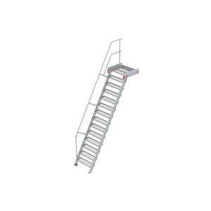 Euroline Podesttreppe 60 Grad, 800 mm Stufenbreite 1 Treppen-/Podestgeländer, Stufenausführung Stahl - Gitterrost 