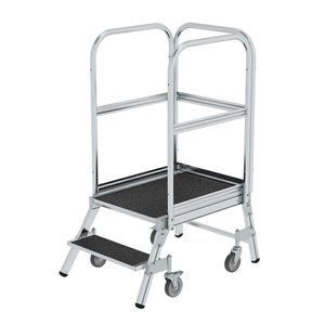 Günzburger Steigtechnik Podesttreppe eins. begehbar mit Federrollen Korundbeschichtung R13