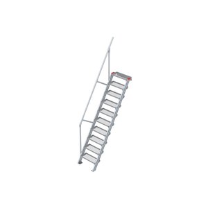 Euroline Treppe 60 Grad, 600 mm Stufenbreite, 1 Handlauf, Stufenausführung Stahl - Gitterrost