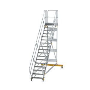 Günzburger Steigtechnik Plattformtreppe 45° fahrbar Stufenbreite 800 mm