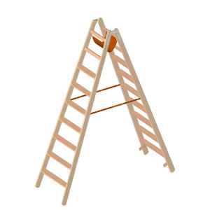 Layher Holzstehleiter mit 80mm breiten Stufen, beidseitig begehbar