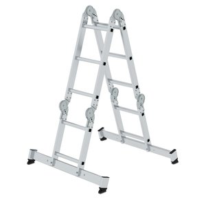 Günzburger Steigtechnik Vielzweckleiter 4-teilig mit nivello®-Traverse und Holzbelag