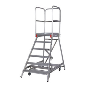 Euroline Mobile Podesttreppe / Podestleiter einseitig begehbar mit Zentralfeststellung* Nr. 51503