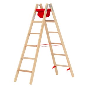 Hymer Holz-Stufenstehleiter, beidseitig begehbar