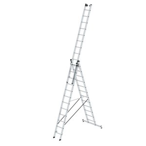 Günzburger Steigtechnik Mehrzweckleiter 3-teilig mit nivello®-Traverse und Wandlaufrollen