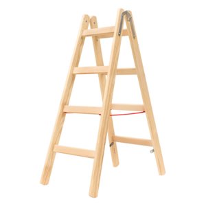 Hymer Holz-Sprossenstehleiter, beidseitig begehbar