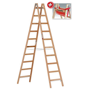 Euroline Holz-Sprossenstehleiter 2x10 Nr. 10501 im SET