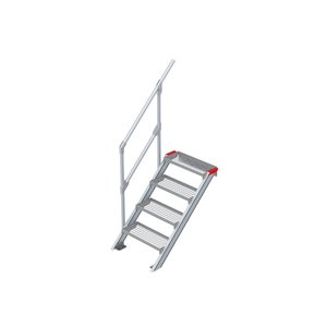 Euroline Treppe 45 Grad, 600 mm Stufenbreite, 1 Handlauf, Stufenausführung Stahl - Gitterrost