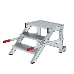 Günzburger Steigtechnik Arbeitspodest fahrbar, Stufenbreite 600 mm, Aluminium geriffelt