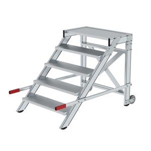 Günzburger Steigtechnik Arbeitspodest fahrbar, Stufenbreite 800 mm, Aluminium geriffelt