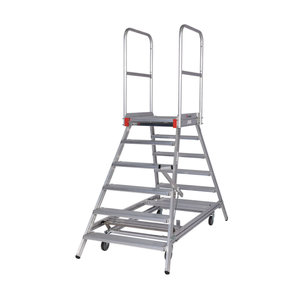 Euroline Mobile Podesttreppe / Podestleiter zweiseitig begehbar mit Zentralfeststellung* Nr. 51603