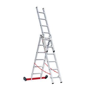 Euroline Alu-Mehrzweckleiter 3-teilig Nr. 30778, rollbar