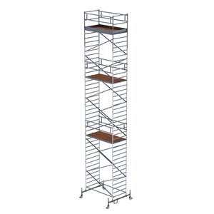 Günzburger Steigtechnik Rollgerüst 1,35 x 2,45 m mit Fahrbalken & Doppel-Plattform Plattformhöhe 11,45 m