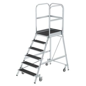 Günzburger Steigtechnik Podesttreppe eins. begehbar mit Federrollen Korundbeschichtung R13