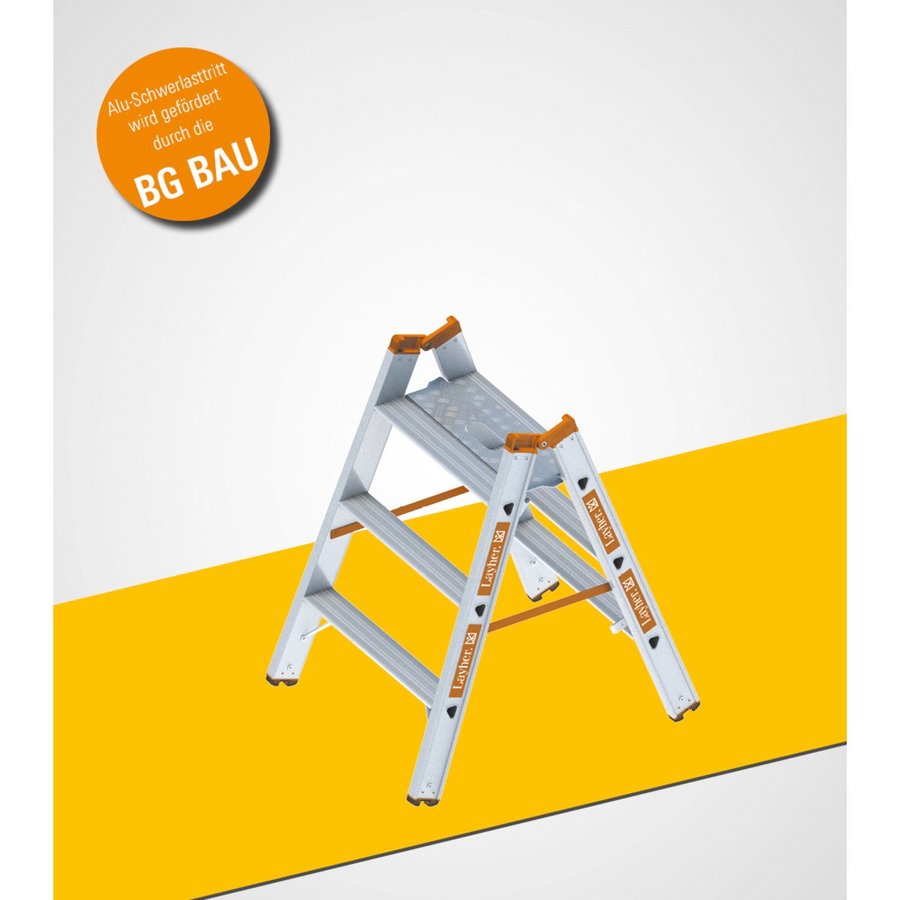 Layher Alu-Schwerlasttritt TOPIC,  beidseitig begehbar und klappbar 3 Stufen;Länge 0.91 m