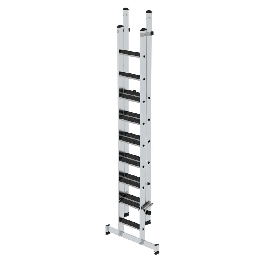 Günzburger Steigtechnik Stufen-Schiebeleiter 2-teilig mit nivello-Traverse und clip-step R 13 1x9 + 1x6