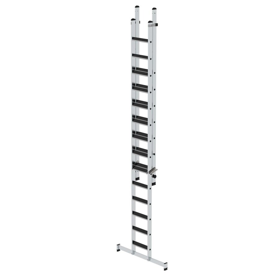 Günzburger Steigtechnik Stufen-Schiebeleiter 2-teilig mit nivello-Traverse und clip-step R 13 1x14 + 1x7