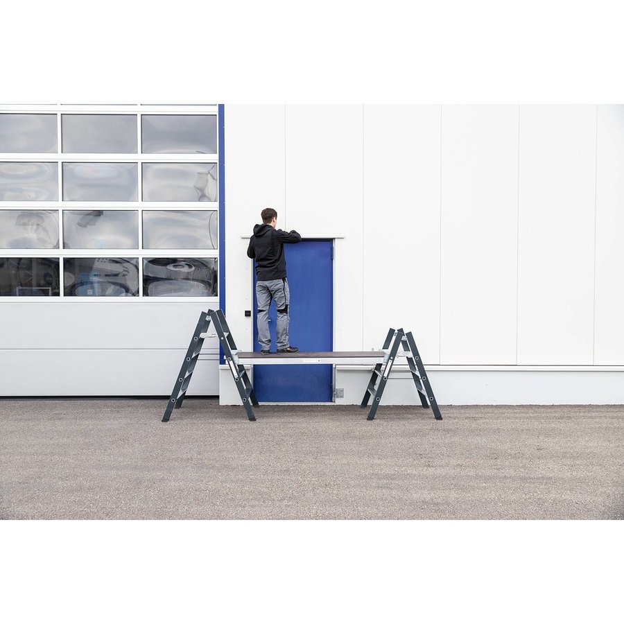 Günzburger Steigtechnik Klapptritt beidseitig begehbar RAL 7016 4 Stufen
