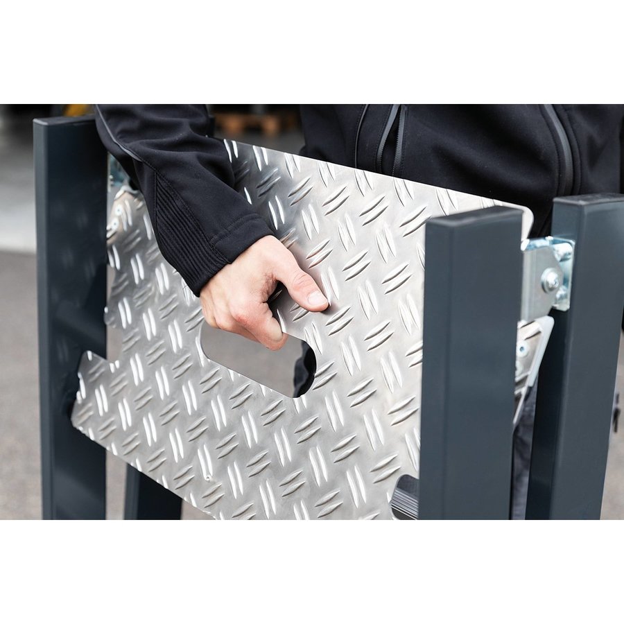 Günzburger Steigtechnik Klapptritt beidseitig begehbar RAL 7016 4 Stufen