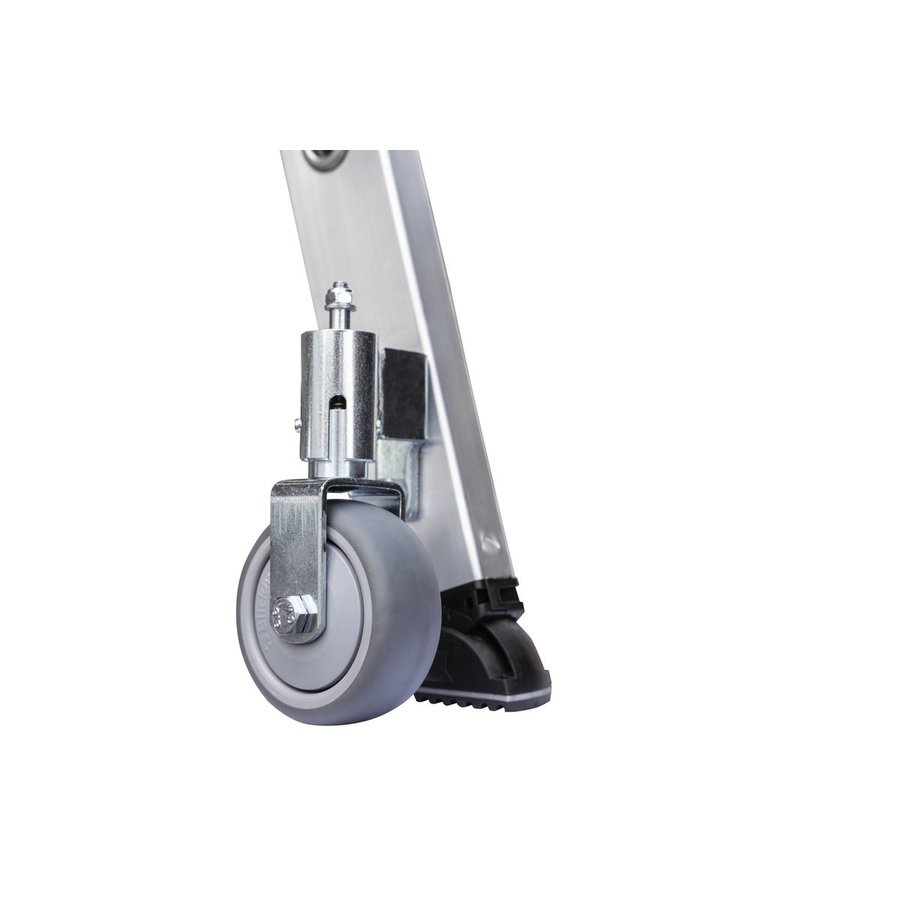 Günzburger Steigtechnik Stufen-Stehleiter einseitig begehbar mit relax step® und Rollen 7 Stufen