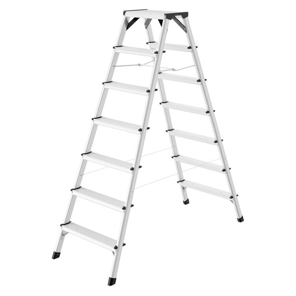 Hailo D60 StandardLine Alu-Doppelstufen-Klapptritt, 2 x 7 Stufen