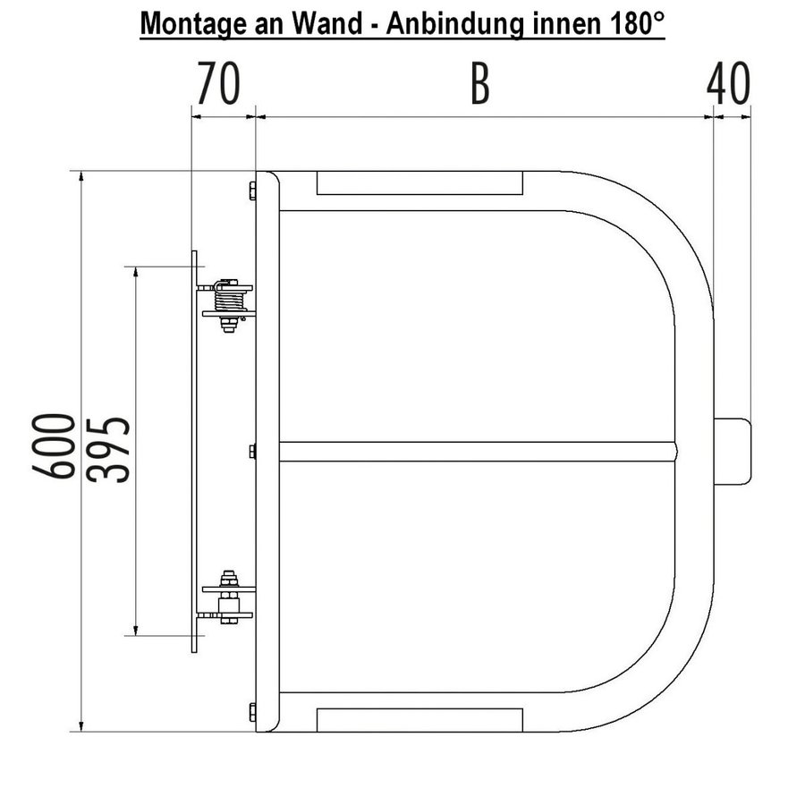 Hailo Professional Schranken mit Knieleiste an Bauwerken Edelstahl