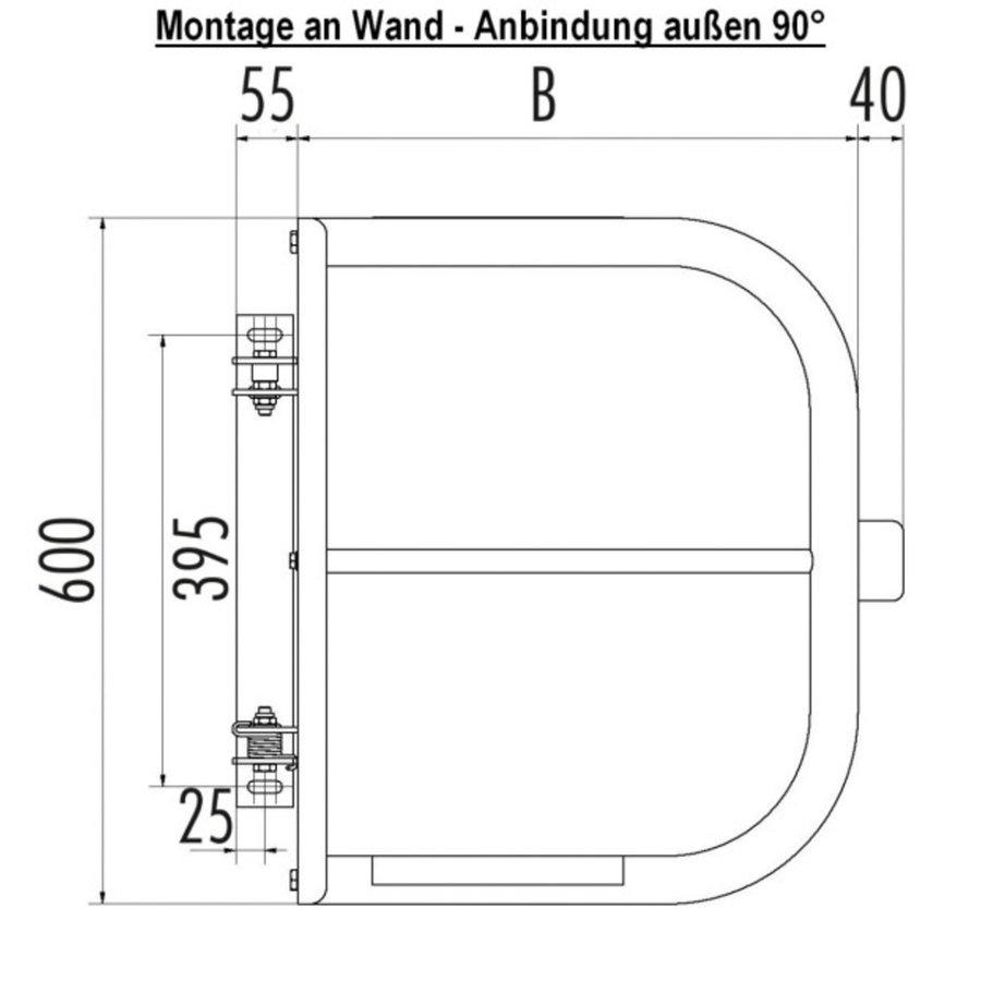 Hailo Professional Schranken mit Knieleiste an Bauwerken Edelstahl