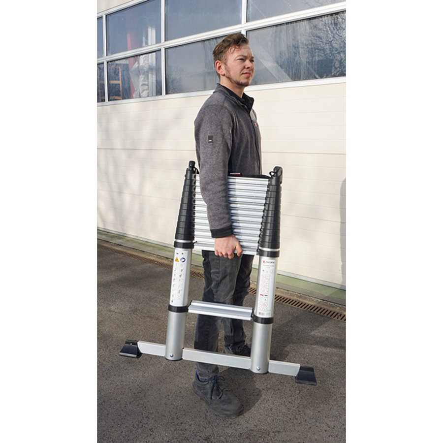 Euroline Premium Teleskopleiter mit 13 Stufen Arbeitshöhe bis 4,84 m