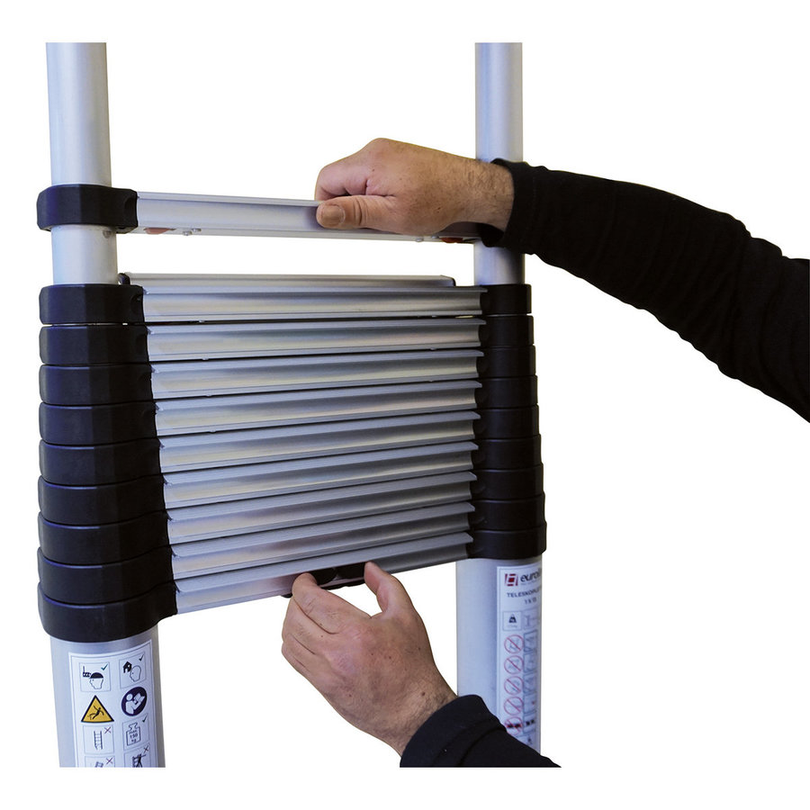 Euroline Premium Teleskopleiter mit 13 Stufen Arbeitshöhe bis 4,84 m