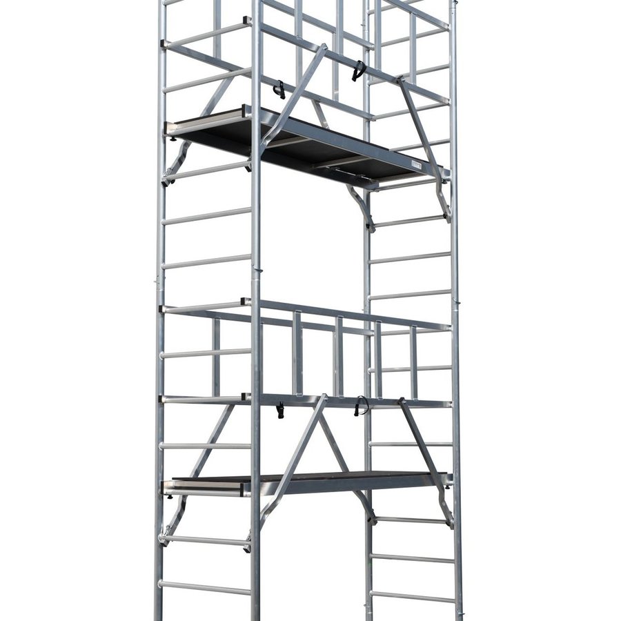 Krause ProTec Alu-FahrGerüst mit höhenverstellbaren Rollen Arbeitshöhe ca. 11,30 m
