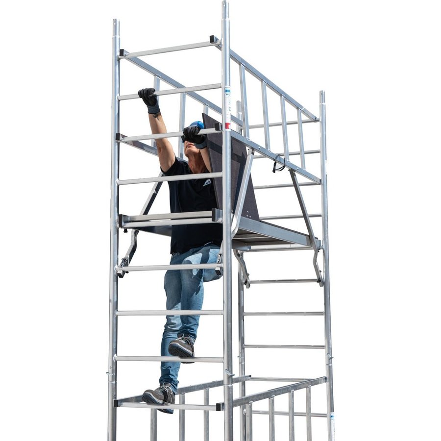 Krause ProTec Alu-FahrGerüst mit höhenverstellbaren Rollen Arbeitshöhe ca. 11,30 m