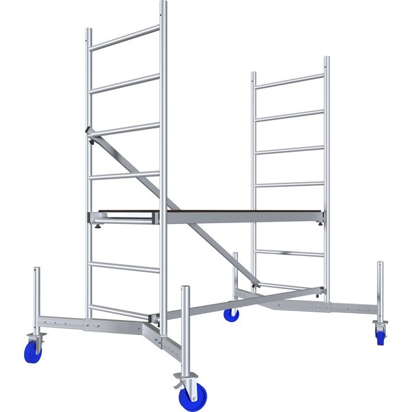 Krause ClimTec Alu-Grundgerüst, Arbeitshöhe 3m mit nicht höhenverstellbaren Rollen 125mm