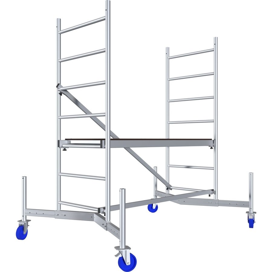 Krause ClimTec Alu-Grundgerüst, Arbeitshöhe 3m mit nicht höhenverstellbaren Rollen 125mm
