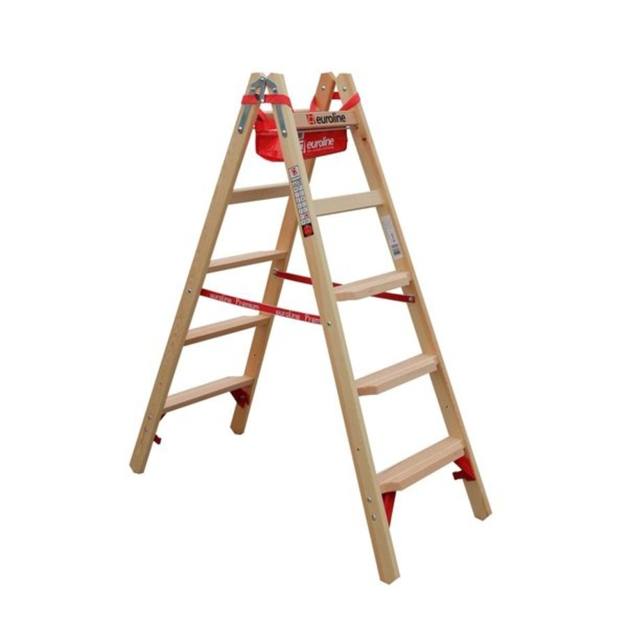 Euroline Leitern-Bühne Set (2x Holz-Comfort-Stufenstehleiter und 1x Vario-Alu-Bohle) AKTION Handwerker