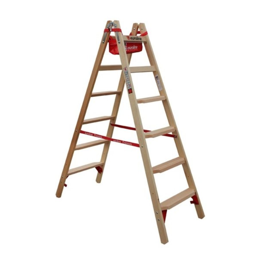 Euroline Leitern-Bühne Set (2x Holz-Comfort-Stufenstehleiter und 1x Vario-Alu-Bohle) AKTION Handwerker