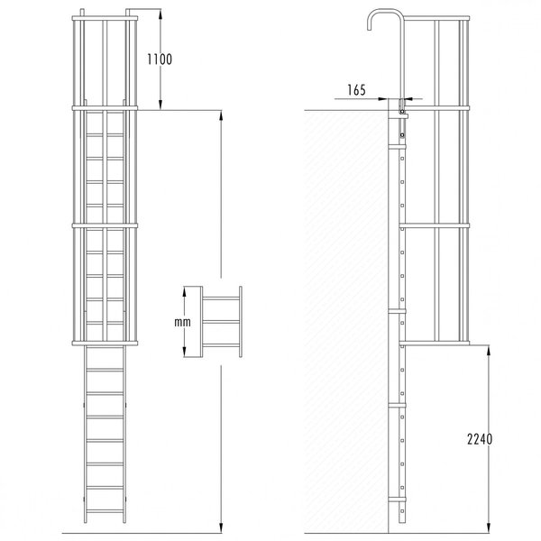 Hailo Professional Steigleiter ohne Rückenschutz Typ ALO-18 aus Aluminium Steighöhe=5000mm