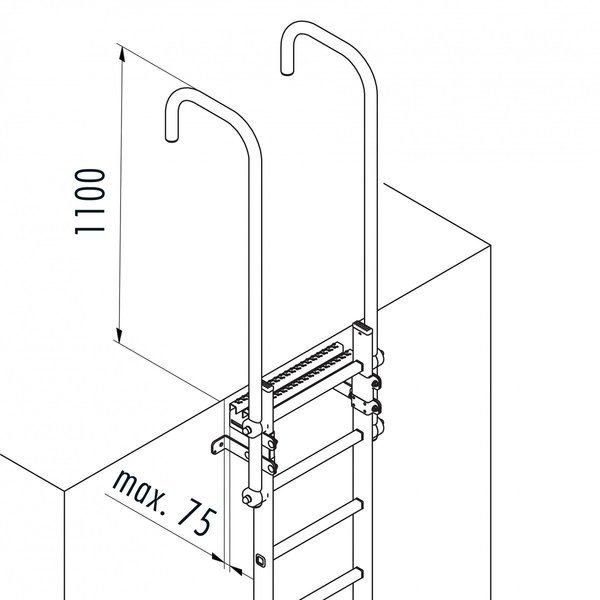 Hailo Professional Steigleiter ohne Rückenschutz Typ ALO-18 aus Aluminium Steighöhe=5000mm