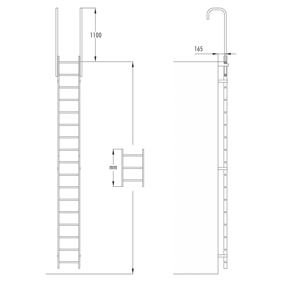 Hailo Professional Steigleiter ohne Rückenschutz Typ STO-11 Stahl verzinkt Steighöhe=3080mm