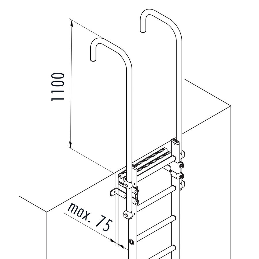 Hailo Professional Steigleiter ohne Rückenschutz Typ STO-11 Stahl verzinkt Steighöhe=3080mm