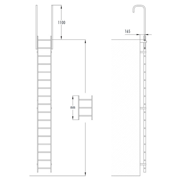 Hailo Professional Steigleiter ohne Rückenschutz Typ STO-15 Stahl verzinkt Steighöhe=4200mm