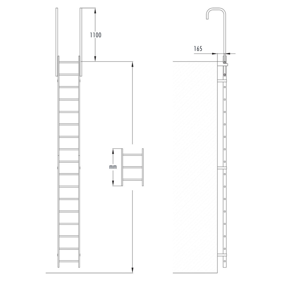 Hailo Professional Steigleiter ohne Rückenschutz Typ STO-15 Stahl verzinkt Steighöhe=4200mm